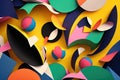 Abstract Paper Cutouts Collage with Bold Shapes and Colors