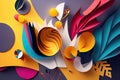 Abstract Paper Cutouts Collage with Bold Shapes and Colors