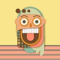Abstract paper human crazy smiling face. Colorful geometric shapes