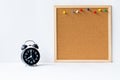 abstract paper note pin on cork board. Blank notes for add text message or design website. wood frame board Royalty Free Stock Photo