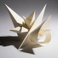Abstract paper sculpture featuring sharp, angular forms and spirals. Crafted from Royalty Free Stock Photo