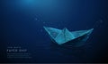 Abstract paper ship. Low poly style design. Royalty Free Stock Photo