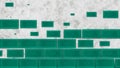 Abstract parallel rows of turquoise bricks disappear with a white concrete wall on the background. Animation. Concept of