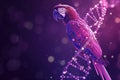 Abstract Parrot Dna Molecules On A Purple Background