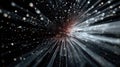 Abstract particle explosion creating light rays in dark space Royalty Free Stock Photo