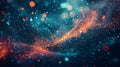 Abstract particle wave with glowing dots and bokeh effect Royalty Free Stock Photo