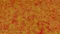 Abstract particles background in rippling motion, seamless loop. Design. Yellow and red mosaic texture waving and Royalty Free Stock Photo