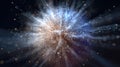 Abstract particles exploding connecting and radiating light Royalty Free Stock Photo