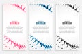 Abstract particles halftone vertical banners in three colors