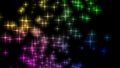 Abstract particles of stars in neon light rays. Chaotic movement in space. Beautiful background of a holiday, disco. Technological Royalty Free Stock Photo