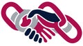 Abstract Partnership and Connection Symbol Handshake with Linked Chain Royalty Free Stock Photo