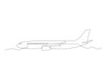 Abstract passenger plane, continuous one line art drawing