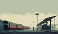 Abstract Passengers Train Station extreme closeup. Generative AI Royalty Free Stock Photo