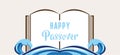 Abstract passover story haggadah book over splitted red sea. the story of escape from Egypt.