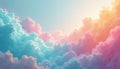 Abstract pastel artwork of fluffy clouds. Sky gradient with soft colors like pink blue and orange. Dreamy backdrop suitable for Royalty Free Stock Photo