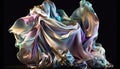 Abstract pastel blowing silk fabric. Gusting delicate scarves. Iridescent curtains billowing in the wind. Wallpaper background. Royalty Free Stock Photo