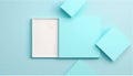 Abstract Pastel Blue Boxes: Minimalist Composition of Open and Closed Geometric Shapes on a Light Blue Background Royalty Free Stock Photo