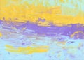 Abstract pastel colorful background. Bright yellow, purple, blue artistic backdrop. Textured brush strokes on paper. Oil painting Royalty Free Stock Photo