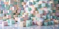 Abstract pastel cube composition a mesmerizing array of soft-hued blocks forming a dynamic, three-dimensional pattern. Generative Royalty Free Stock Photo