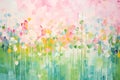 Abstract pastel flowers blooming in vibrant, painterly landscape Royalty Free Stock Photo