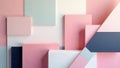Abstract pastel geometric shapes composition featuring layered rectangles and triangles in soft pink, light blue, and dark gray Royalty Free Stock Photo