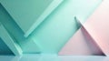 Abstract pastel geometric shapes in a minimalist composition featuring intersecting planes and triangular forms, creating a serene Royalty Free Stock Photo