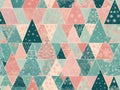 abstract pastel glow Christmas tree Patchwork pattern Decorative Abstract Geometric Mosaic Pattern in Folk Style Royalty Free Stock Photo