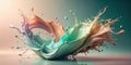 Abstract pastel liquid swirl splash dynamic composition of colorful fluid in motion. Generative AI Royalty Free Stock Photo