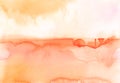 Abstract pastel orange watercolor background texture, hand painted. Artistic light peach color backdrop, stains on paper. Royalty Free Stock Photo