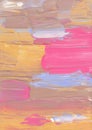 Abstract pastel pink, yellow, beige, white, blue background. Textured brush strokes on paper. Colorful artistic backdrop. Royalty Free Stock Photo