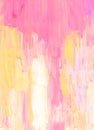Abstract pastel pink, yellow and white textured background. Brush strokes on paper. Contemporary art Royalty Free Stock Photo