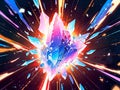 Abstract pastel Shattered Colorful Digital Crystal Chaotic Art