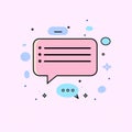 Abstract pastel speech bubble with floating elements on pale pink background Royalty Free Stock Photo