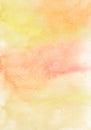 Abstract pastel yellow and orange watercolor background texture, hand painted. Artistic light peach color backdrop, stains on Royalty Free Stock Photo
