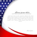 Abstract patriotic background with stars and flowing wavy lines of colors of the national flag of the USA for the holidays Royalty Free Stock Photo