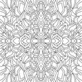 Black floral mandala on white background. Seamless abstract natural pattern. Royalty Free Stock Photo