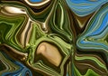 Abstract pattern background with zigzag and waves in blue, green and brown tones. Artistic image processing created