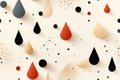 an abstract pattern with black red and white drops