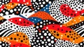 Abstract Pattern Black White Orange Fish Illustrated Unmistakabl