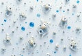 Abstract pattern of blue liquid drops and white foam Royalty Free Stock Photo