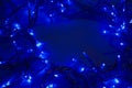 Abstract pattern of blue neon illuminations holidays background greeting card Royalty Free Stock Photo