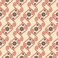 The abstract pattern with bright beige texture background and florals pattern in vertical wavy stripes Royalty Free Stock Photo
