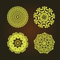 Abstract pattern circles with bodhi concept asia art style isolate on black background, vector & illustration