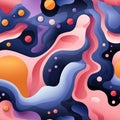 Abstract pattern of colorful bubbles with fluid formations (tiled)