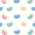 Abstract pattern with colourful butterflies on bright background.