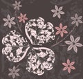 Abstract pattern with decorative clover leaves and flowers