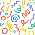 Abstract pattern doodle shape fun kid background. Vector color doodle line children party geometric design.