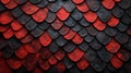 Abstract pattern of dragon scales or exotic snake. Black and red scales create a leather texture effect with dramatic Royalty Free Stock Photo