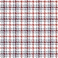 Abstract pattern for dress textile print. Houndstooth seamless check plaid in blue, red, white. Royalty Free Stock Photo