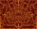 Abstract pattern, ethnic style. Fantasy ornamental wavy background, orange color line, isolated on dark brown background